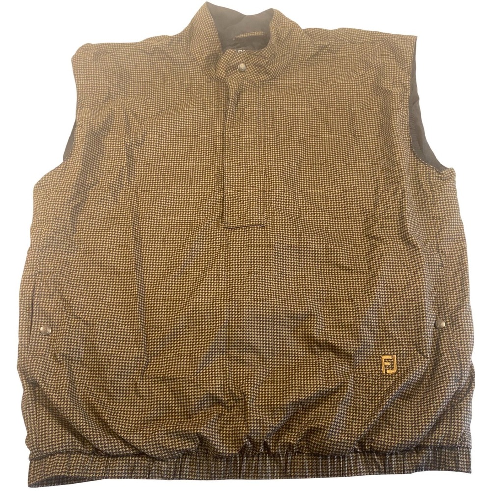 DryJoys by FootJoy Men's Houndstooth Pullover 1/4‎ Snap Vest Size L